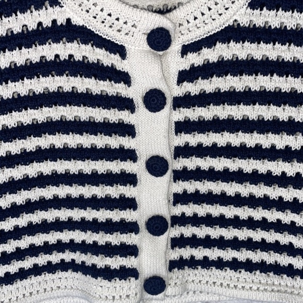 Zara Boho Striped Knit Crochet Coastal Grandma Nautical Cropped Cottagecore Vest - Picture 10 of 11